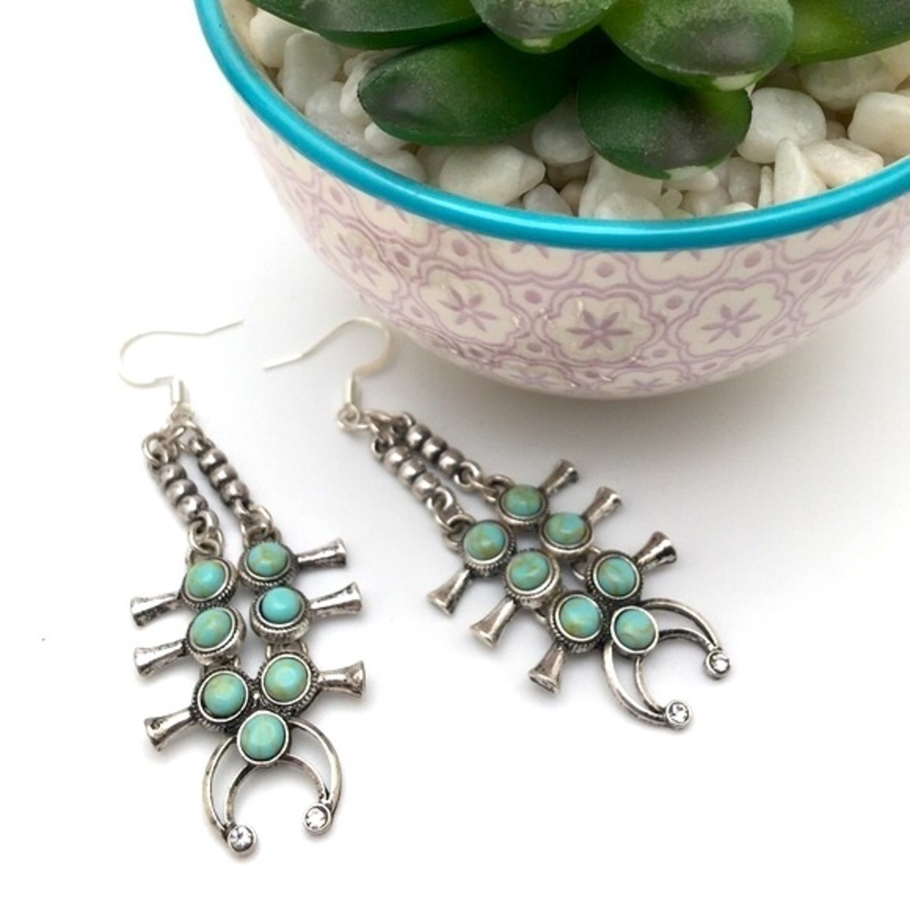 Squash Blossom Antiqued Silver Earrings